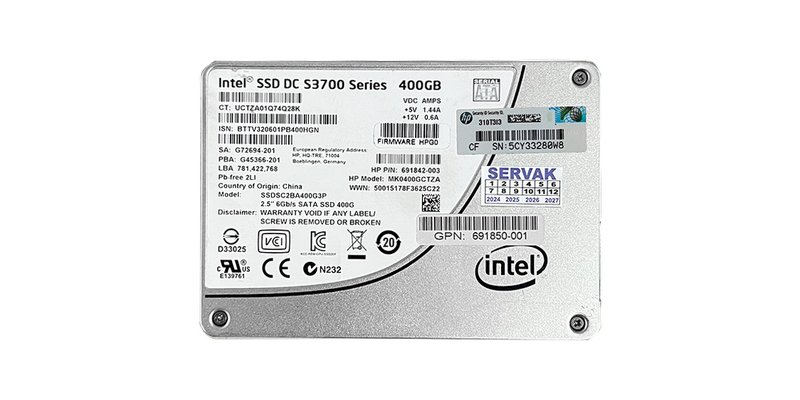 Накопичувач 2.5" 400 GB SSD Intel DC S3700 SATA (Б/У)