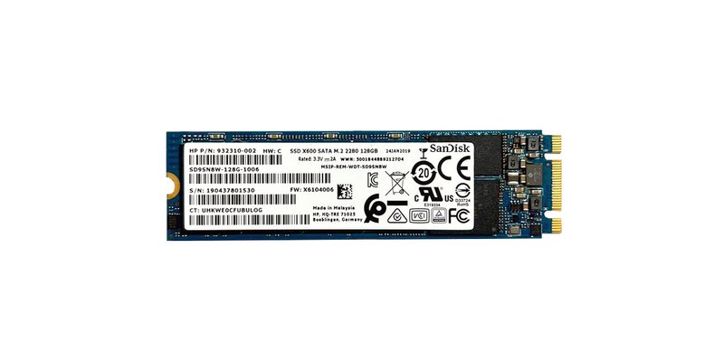 Накопичувач M.2 SanDisk 128 GB 2280 6G X600 (HP 932310-002) SATA (Б/У)