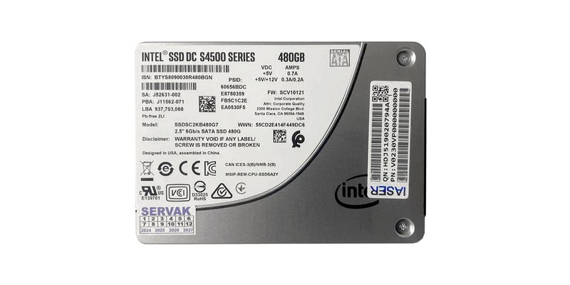 Накопичувач 2.5" 480GB SSDSC2KB480G7R 6G (INTEL DC S4500 SERIES) SATA (Б/У) Накопичувач 2.5" 480GB SSDSC2KB480G7R 6G (INTEL DC S4500 SERIES) SATA (Б/У)