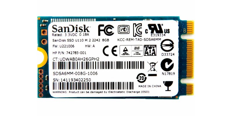 Накопичувач SanDisk SDSA6MM-008G-1006 8 GB M.2 2242 6G SATA (PN 742783-001) (Б/У)